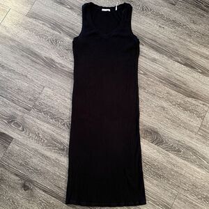 Baldwin V Neck Ribbed Midi Dress